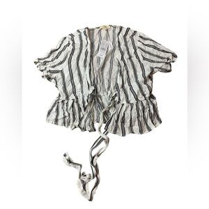 NWT PacSun L.A. Hearts Striped Tie-Front Ruffle Crop Top - Medium